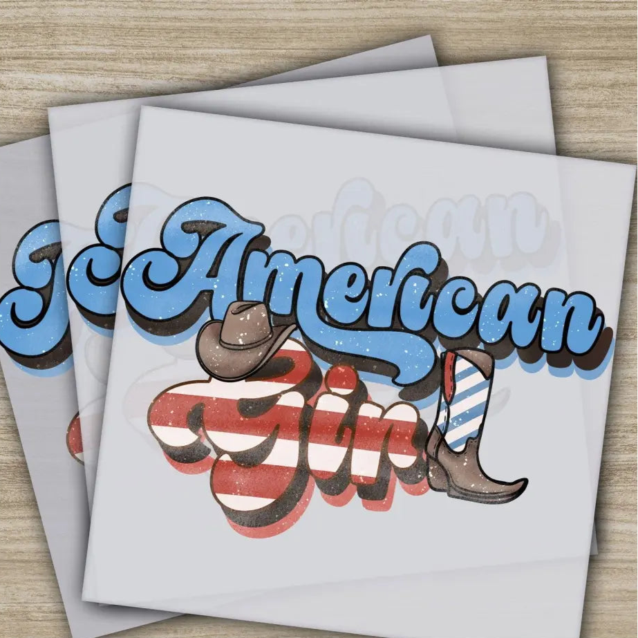 4th of July American Girl Fourth ofJuly Ready to Press Personalized DTF Transfers Heat Press DTF Transfers