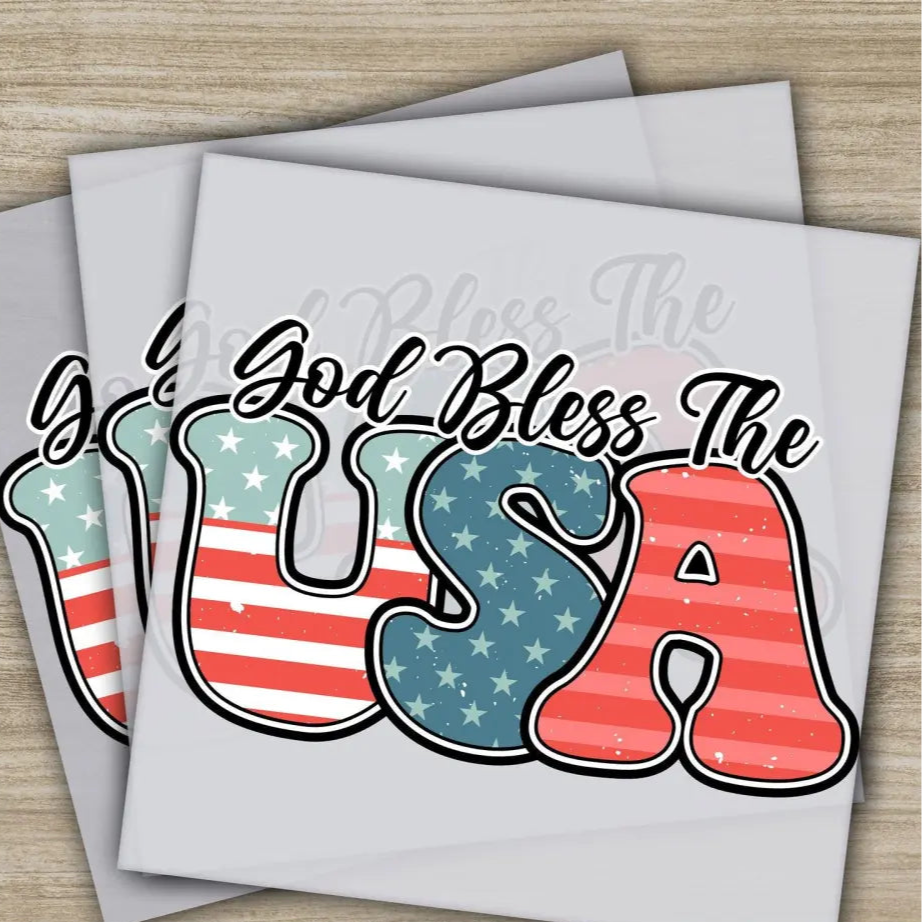 4TH Of July God Bless The USA Fourth ofJuly Ready to Press Personalized DTF Transfers Heat Press DTF Transfers