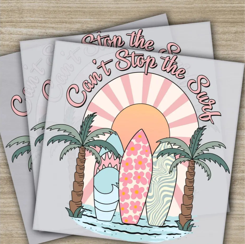 Beach Vibes Hello Summer Lets Go Surfing Ready to Press Personalized DTF Transfers s High Quality Heat Press DTF
