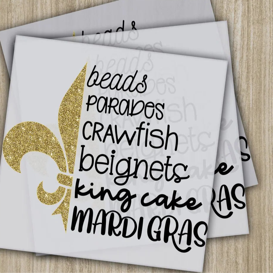 Beads Parades Mardi Gras Transfers Ready to Press Personalized DTF Transfers Mardi Gras Gifts High Quality Heat Press