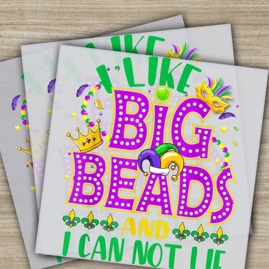 Big Beads Mask Mardi Gras Transfers Ready to Press Personalized DTF Transfers Mardi Gras Gifts High Quality Heat Press
