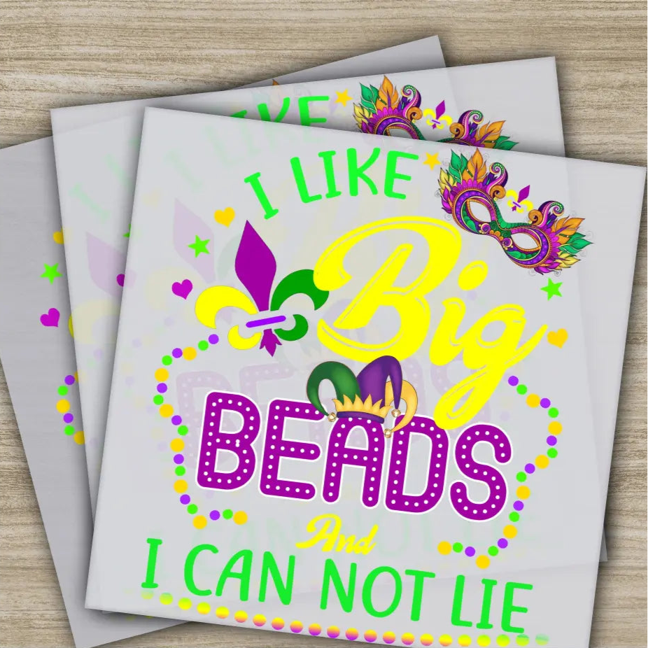 Big Beads Mask Mardi Gras Transfers Ready to Press Personalized DTF Transfers Mardi Gras Gifts High Quality Heat Press
