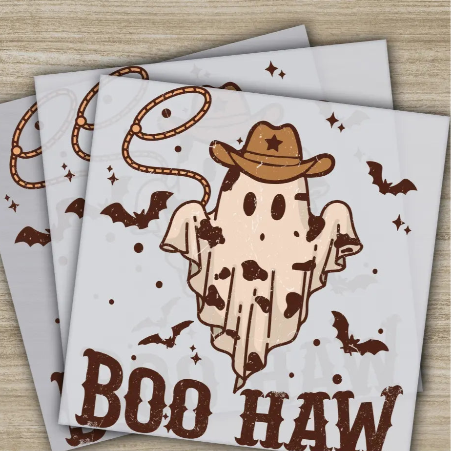 Boo Haw Halloween Transfers Ready to Press Personalized DTF Transfers For Family Gifts Heat Press DTF Transfers