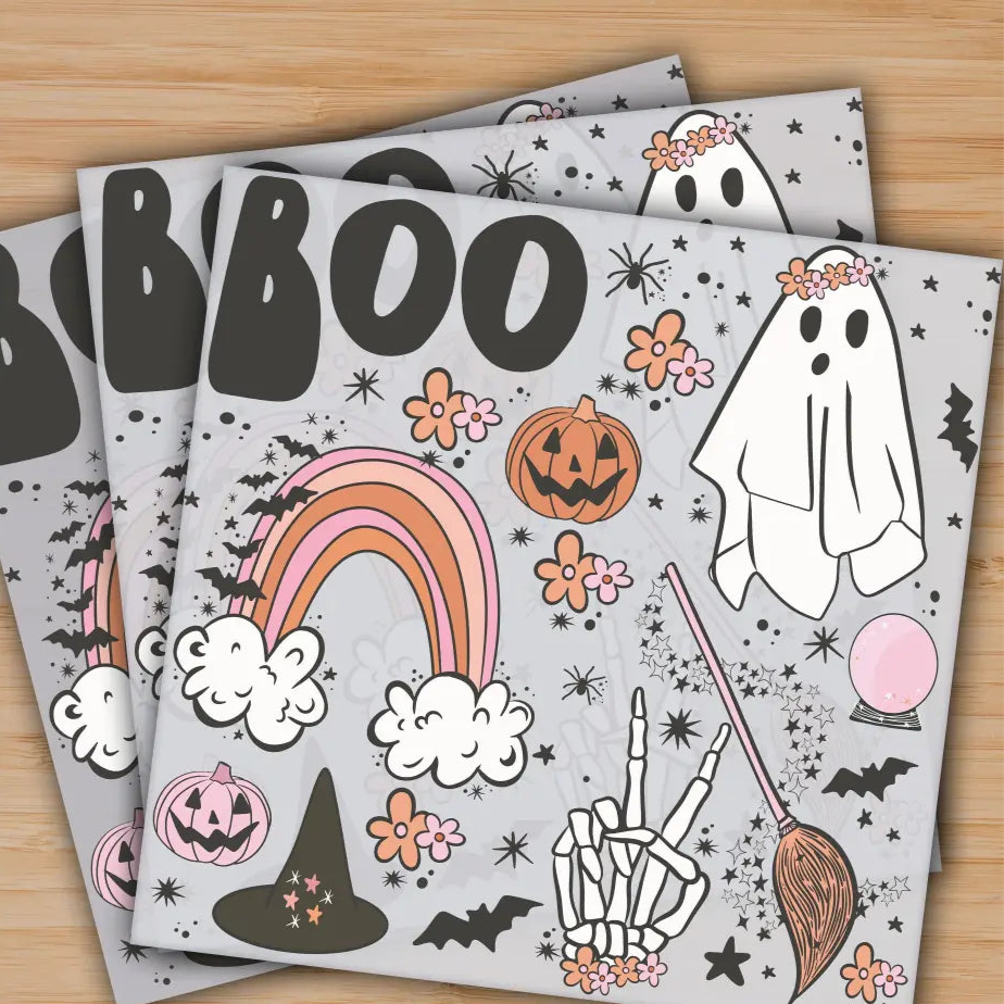 Boo Spooky Season Pumpkin Happy Halloween Ready to Press Personalized Gifts Sublimation DTF Prints Trendy DTF Prints