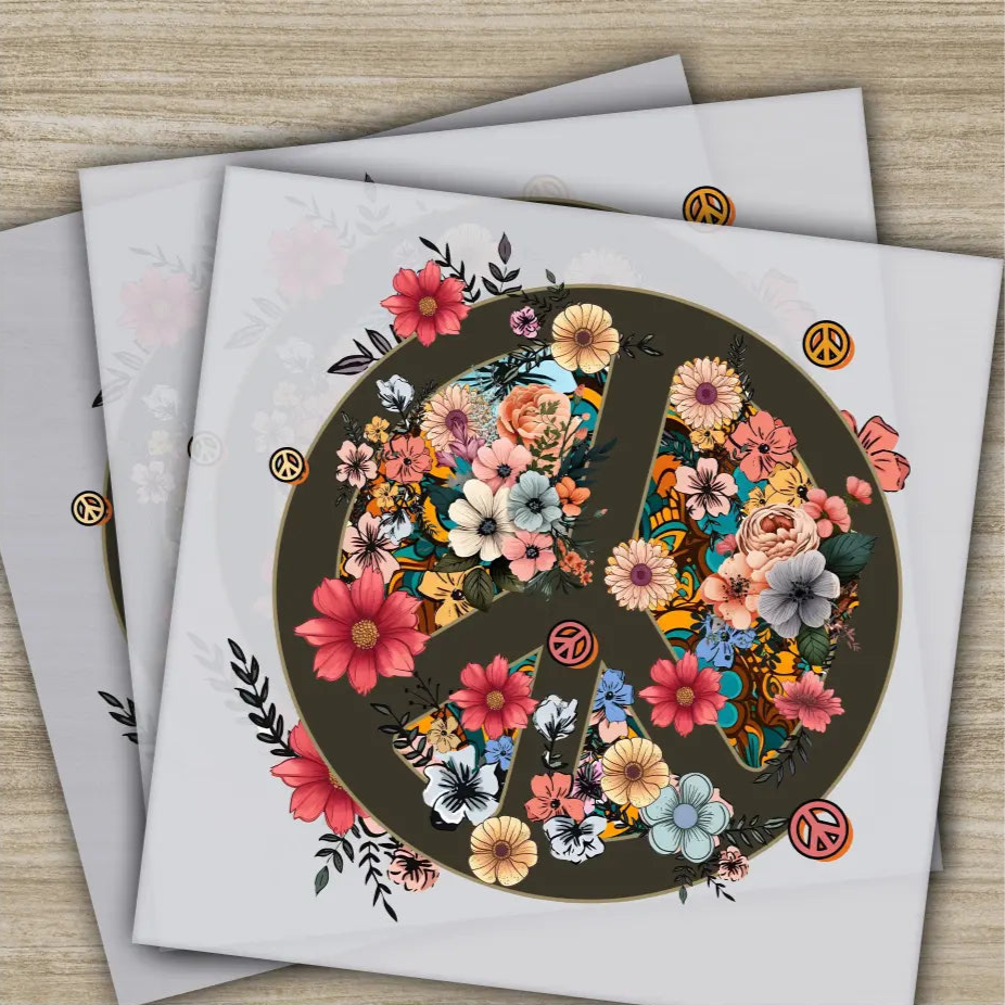 Colorful Flowers Love Peace Hippie Soul Ready to Press Personalized DTF Transfers Heat Press DTF Transfer