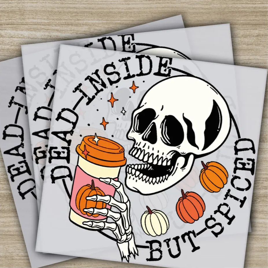 Dead Inside But Spiced Halloween Transfers Ready to Press Personalized DTF Transfers For Family Gifts Heat Press DTF
