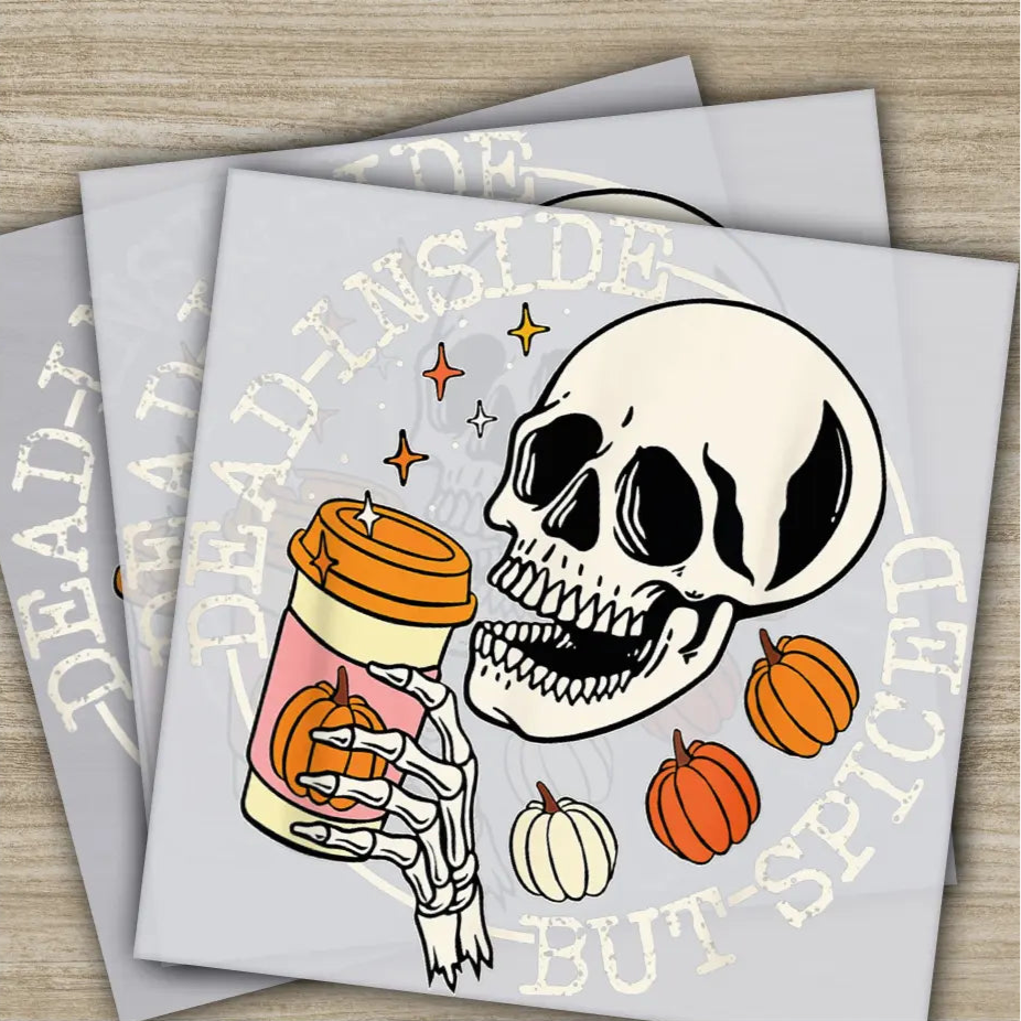 Dead Inside But Spiced Halloween Transfers Ready to Press Personalized DTF Transfers For Family Gifts Heat Press DTF