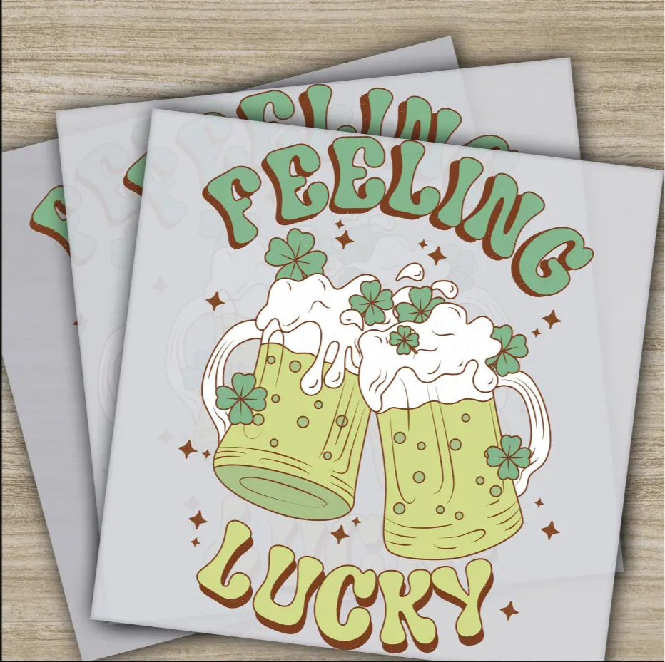 Feeling Lucky Beer St. Patrick’s Day Transfers Ready to Press Personalized DTF Transfers St. Patrick’s Gifts Heat Press