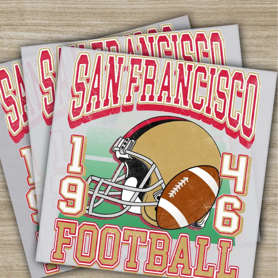 Football San Francisco 1946 American Football Transfers Ready to Press Personalized DTF Transfers Sport Gifts Heat