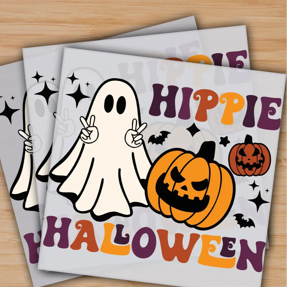 Hippie Halloween Cute Ghost Pumpkin Ready to Press Personalized Gifts Sublimation DTF Prints Trendy DTF Prints Ready
