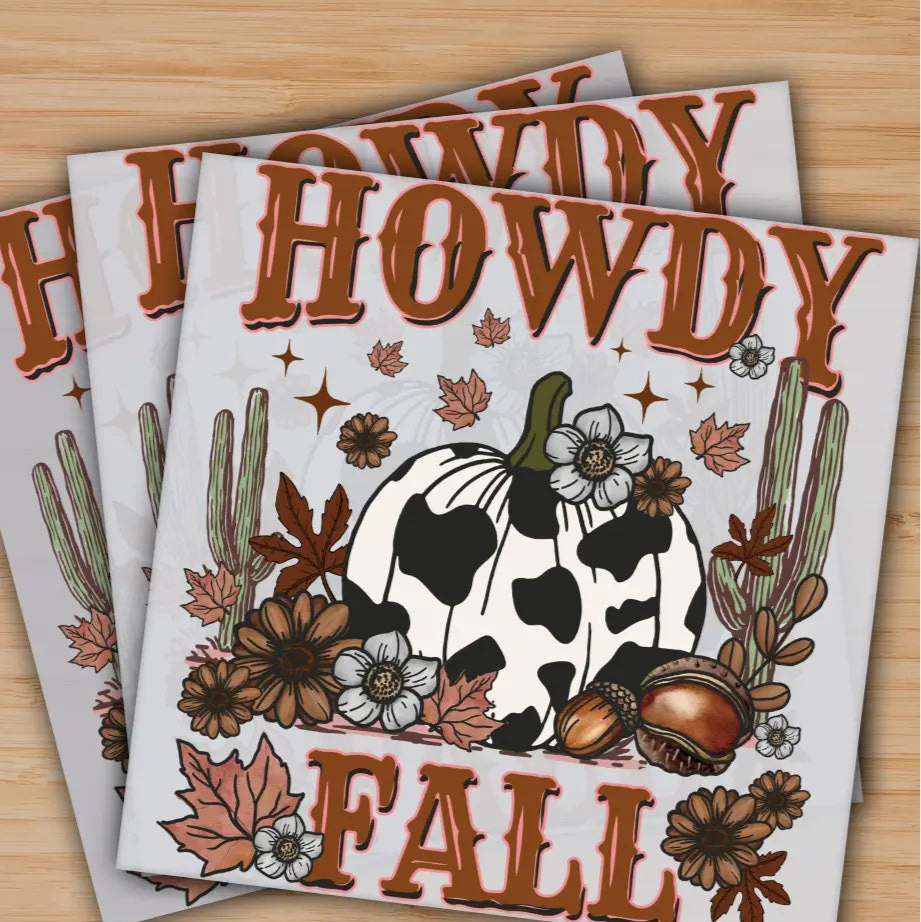 Howdy Fall Pumpkin Thanksgiving Ready to Press Personalized Gifts Sublimation DTF Prints Trendy DTF Prints Ready