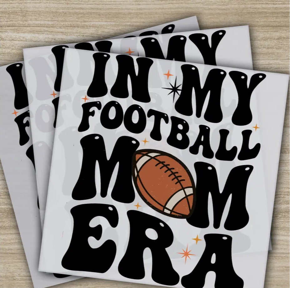 In My Football Mom Era Black American Football Transfers Ready to Press Personalized DTF Transfers Sport Gifts Heat