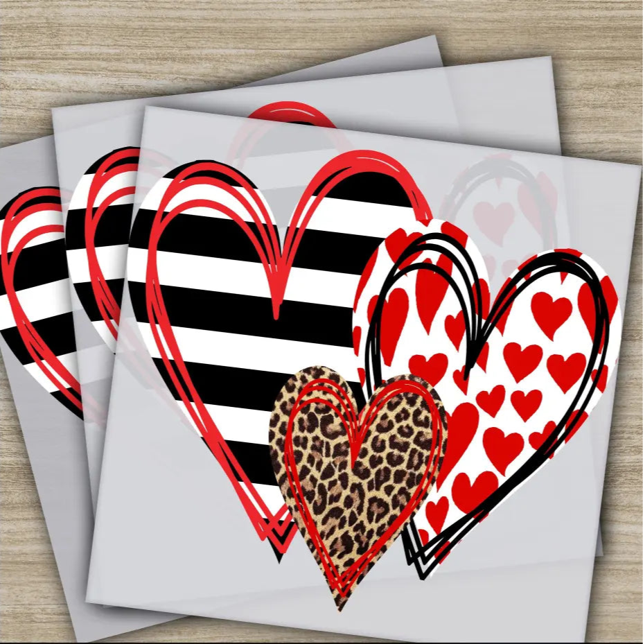 Leopard Heart Valentine’s Day Transfer Ready to Press Personalized DTF Transfers Valentines Gift High Quality Heat