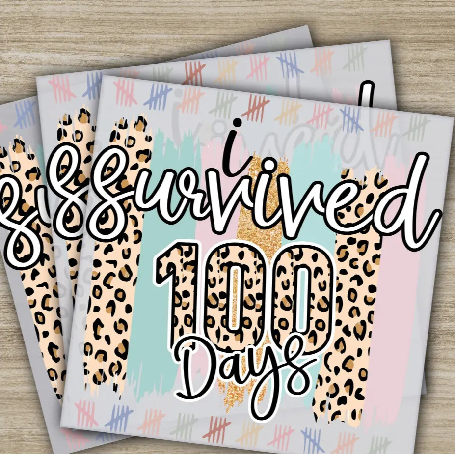 Leopard Survived 100 Days Of School Transfer Ready to Press Personalized DTF Transfer 100 Days Of School Gift Heat