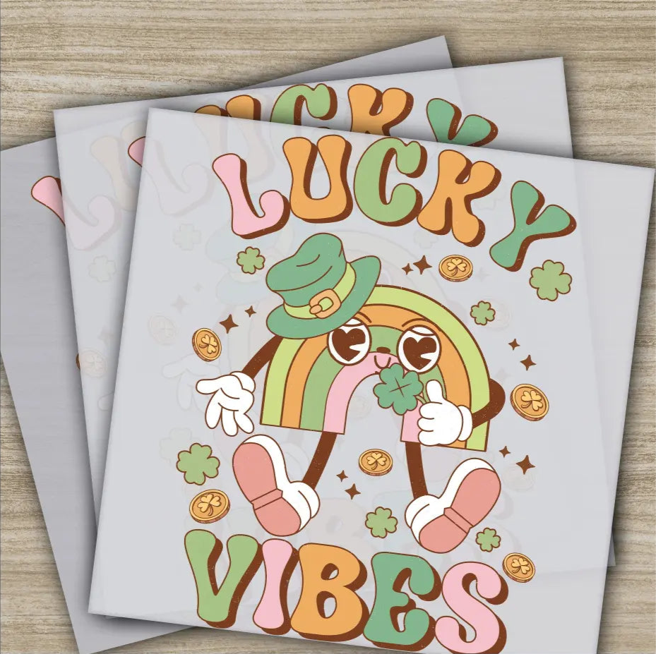 Luck Vibes St. Patrick’s Day Transfers Ready to Press Personalized DTF Transfers St. Patrick’s Gifts Heat Press DTF