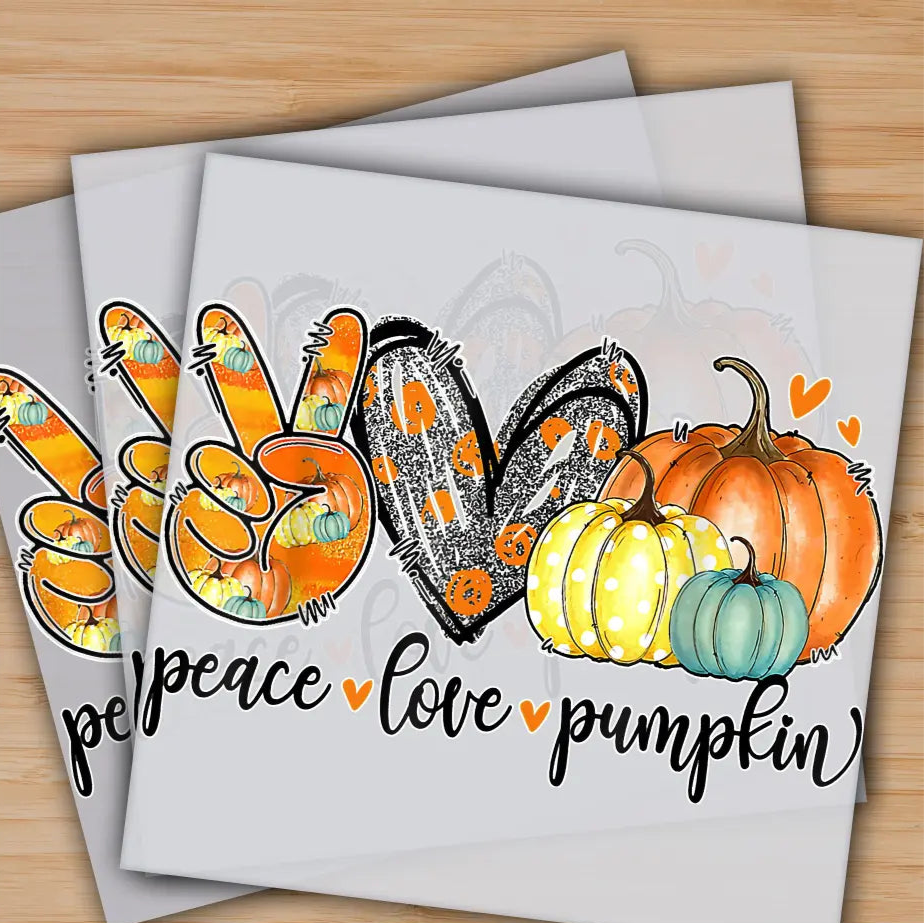 Peace Love Pumpkin Thanksgiving Ready to Press Personalized Gifts Sublimation DTF Prints Trendy DTF Prints Ready