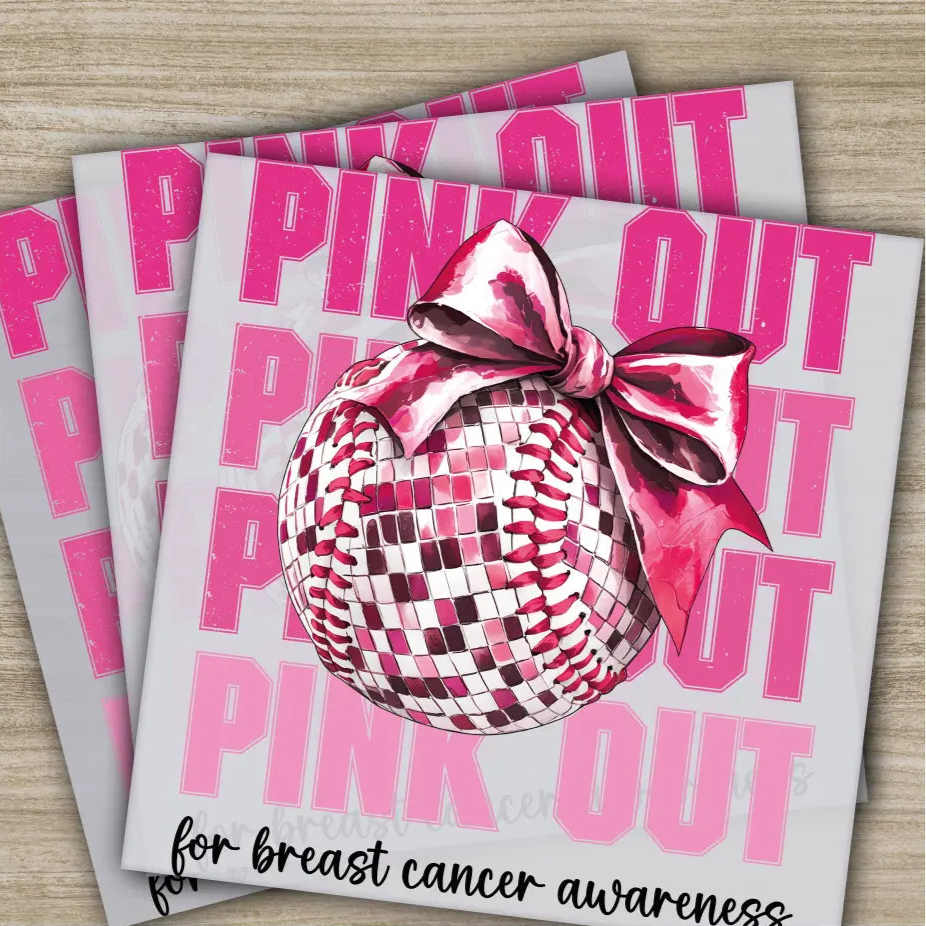 Pink Out Awareness Bow Cancer In October Ready to Press Personalized DTF Transfers Heat Press DTF Transfers