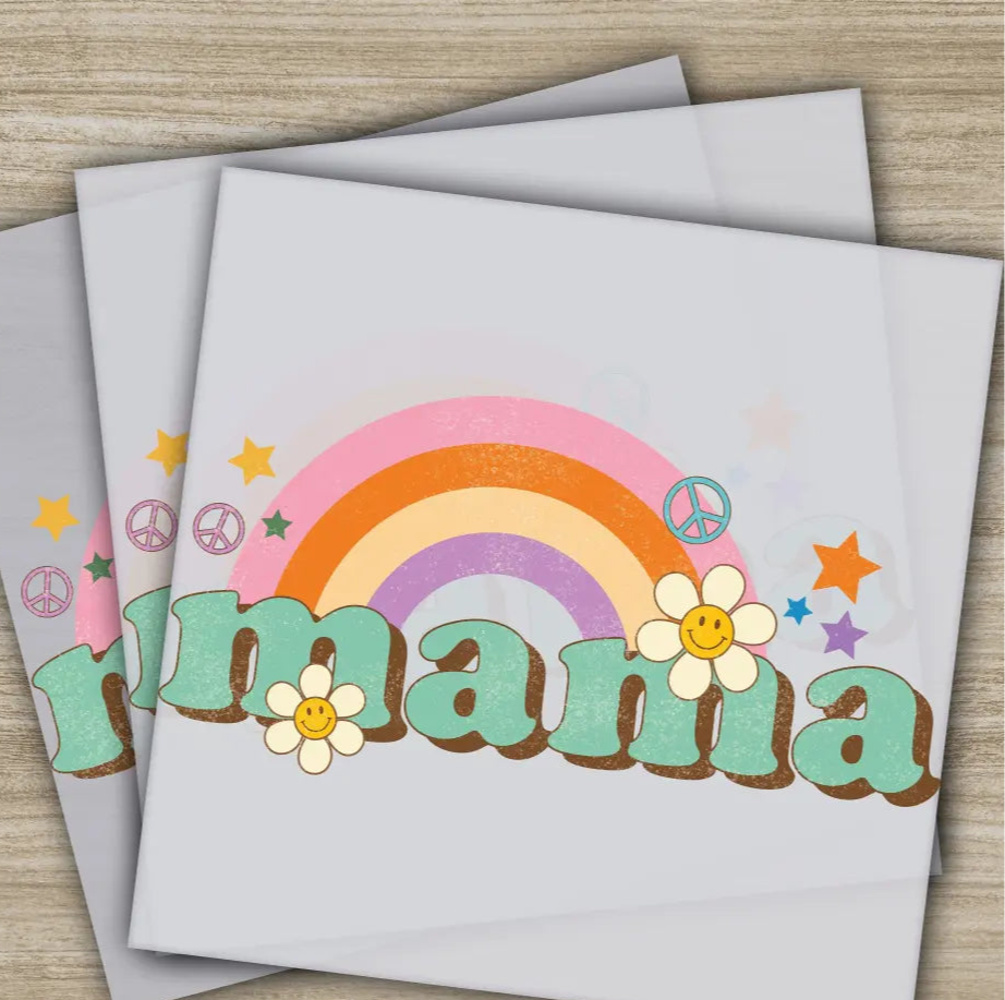 Retro Mama Stars Rainbow Mother’s Day Transfers Ready to Press Personalized DTF Transfers Mother’s Day Gifts Heat Press