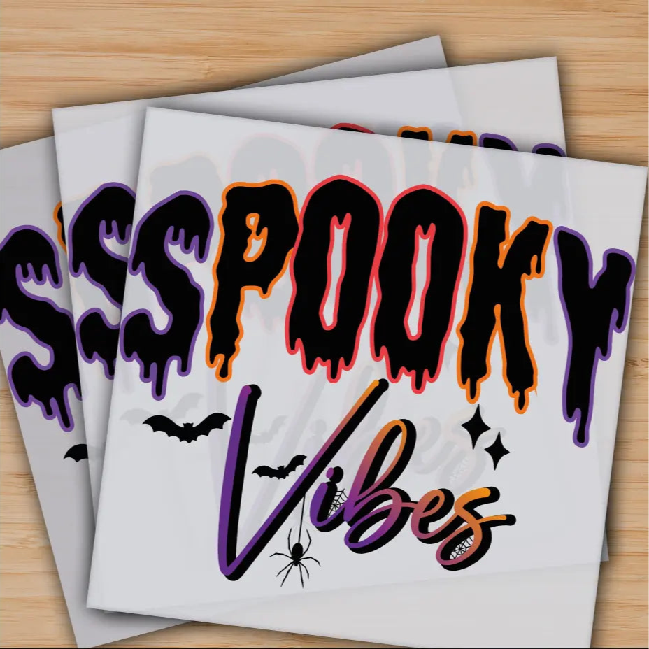 Spooky Vibes Halloween Ready to Press Personalized Gifts Sublimation DTF Prints Trendy DTF Prints Ready for Press High