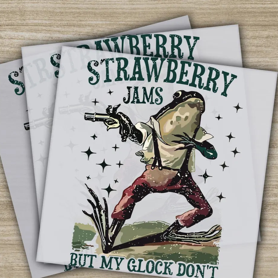 Strawberry Jams But My Glock Don’t Ready to Press,Personalized DTF Transfer High Quality Heat Press DTF Transfers