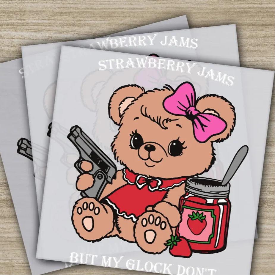 Strawberry Jams But My Glock Don’t Ready to Press,Personalized DTF Transfer High Quality Heat Press DTF Transfers
