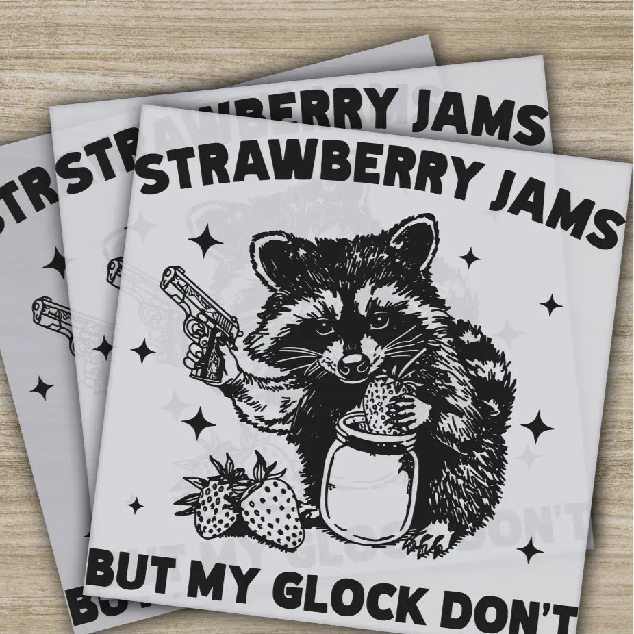 Strawberry Jams But My Glock Don’t Ready to Press,Personalized DTF Transfer High Quality Heat Press DTF Transfers