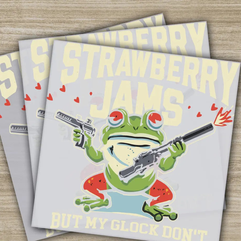 Strawberry Jams But My Glock Don’t Ready to Press,Personalized DTF Transfer High Quality Heat Press DTF Transfers