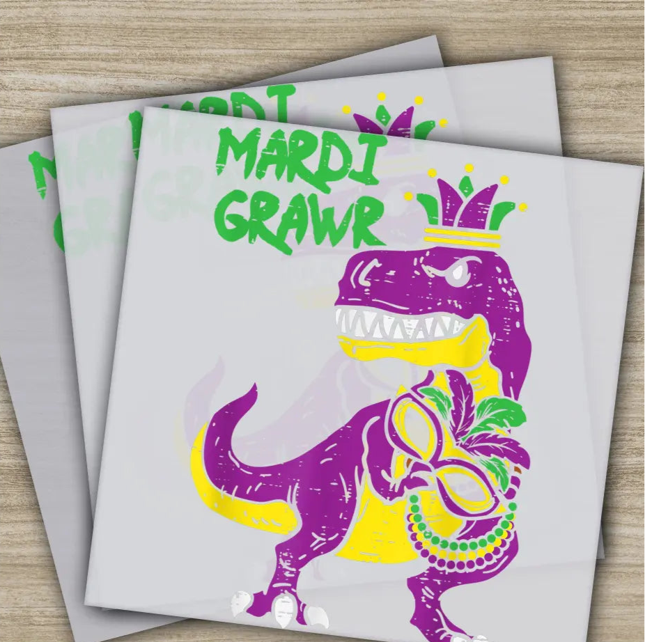 T-Rex Dinosaur Bead Costume Mardi Gras Transfers Ready to Press Personalized DTF Transfers Mardi Gras Gifts Heat Press