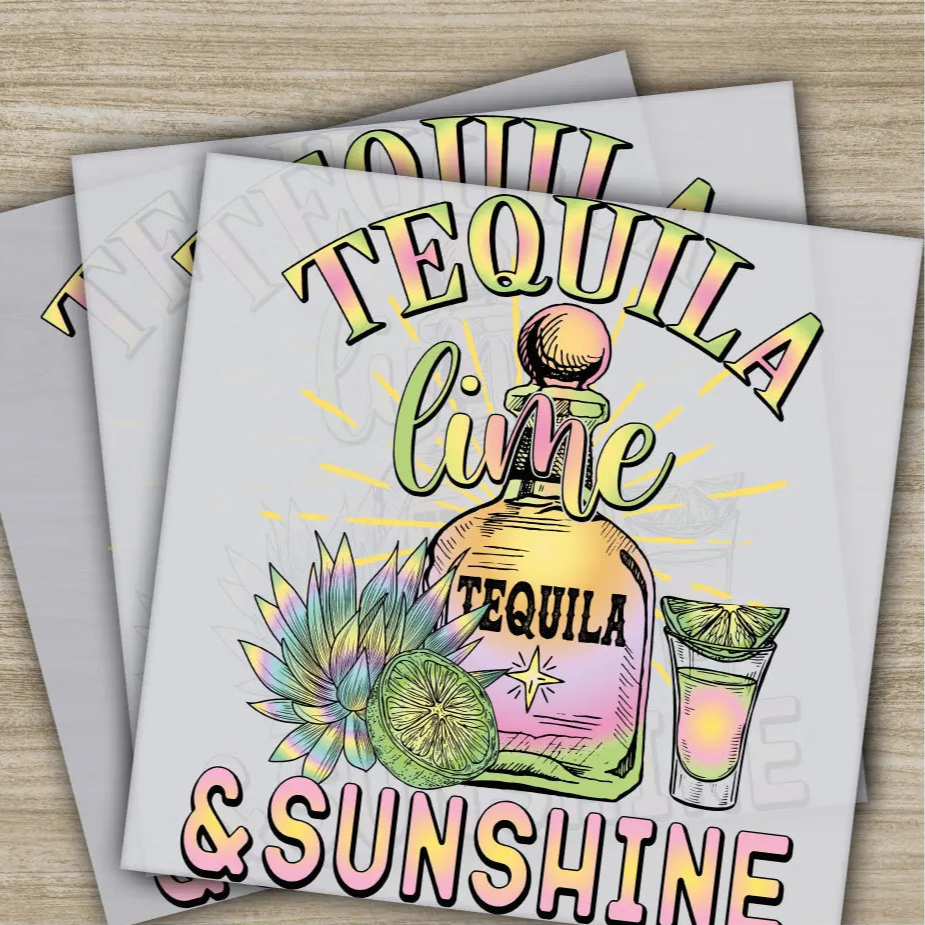 Tequila Lime Sunshine Ready to Press,Personalized DTF Transfer High Quality Heat Press DTF Transfers