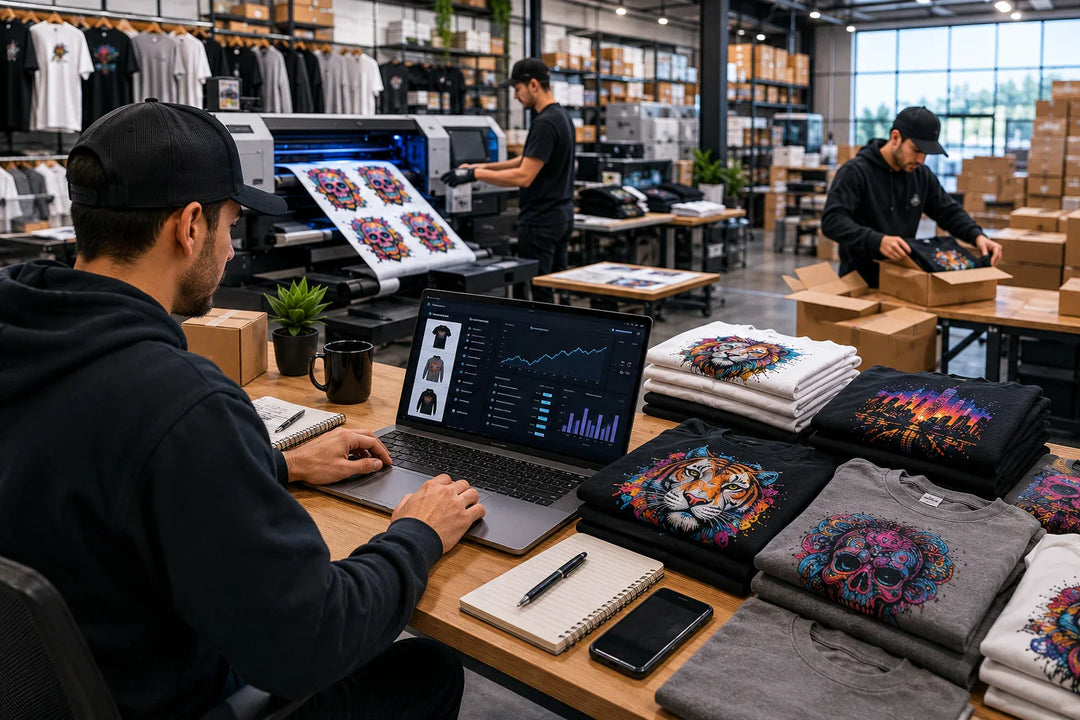 Building a dropshipping apparel brand with MAYA TX fulfillment, featuring DTF printing, white label shipping, ecommerce order processing, custom apparel production, and nationwide fulfillment from Austin, Texas.