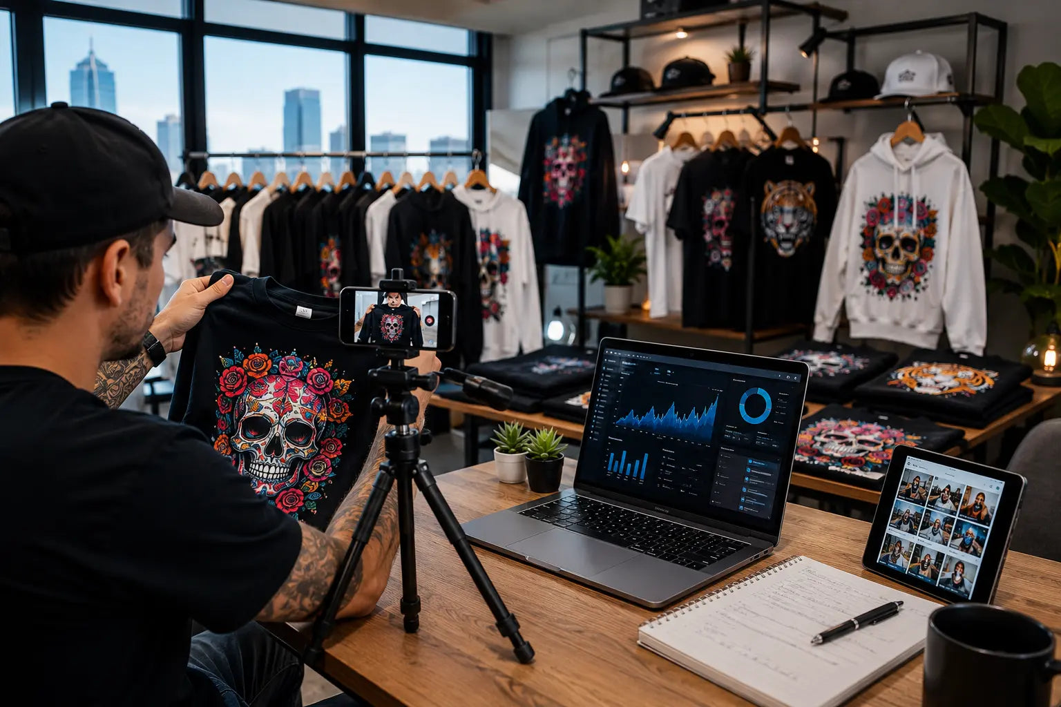 Custom apparel brand marketing strategy featuring social media content creation, influencer marketing, ecommerce growth, DTF apparel products, and digital advertising for apparel businesses in 2026.
