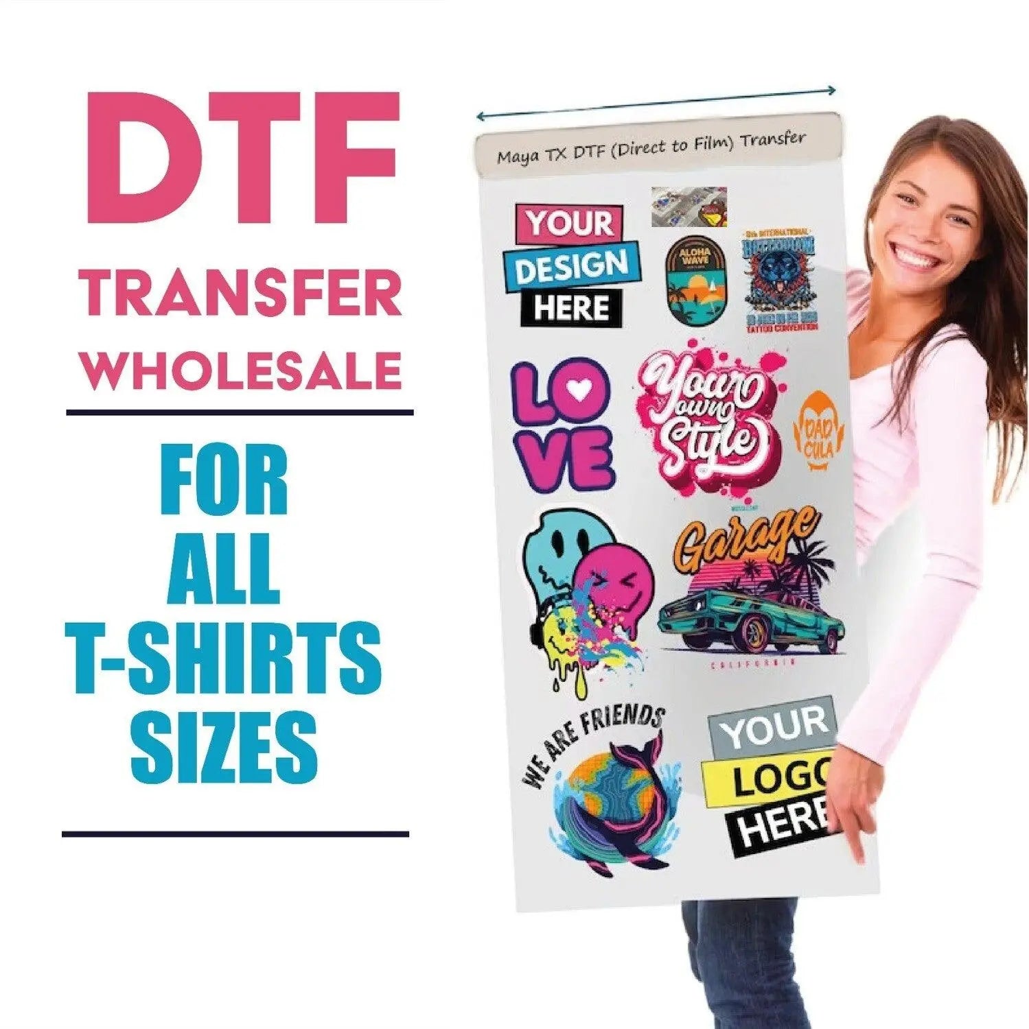 DTF Transfers by Size – Order Individual Custom Prints | MAYA TX