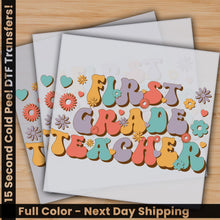 Load image into Gallery viewer, three greeting cards with the words first grade teacher on them
