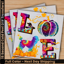 Load image into Gallery viewer, a set of four colorful stickers that say fall
