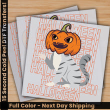 Load image into Gallery viewer, two halloween cards with a cat and a pumpkin
