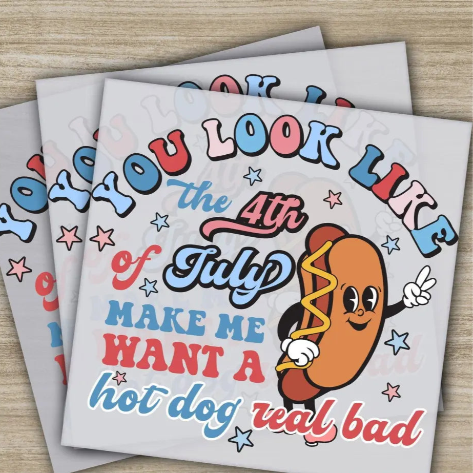 4TH Of July America Hot Dog Fourth of July Independence Ready to Press Personalized DTF Transfers Heat Press DTF