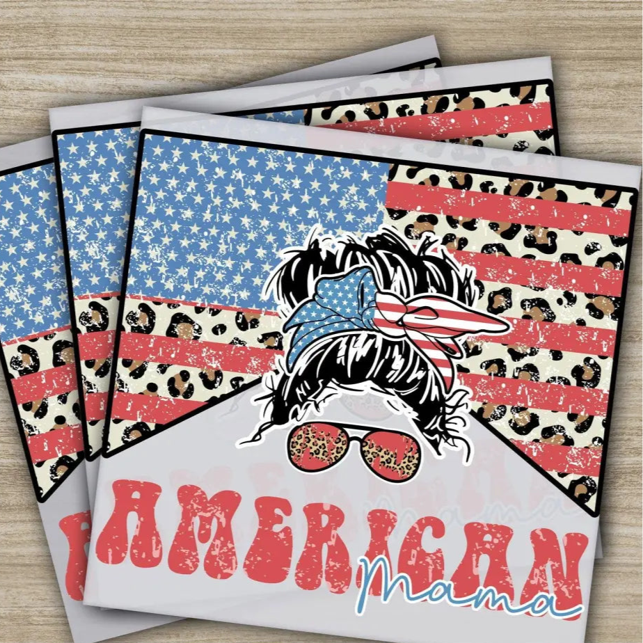 4TH Of July America Mom Fourth of July Independence Ready to Press Personalized DTF Transfers Heat Press DTF Transfers
