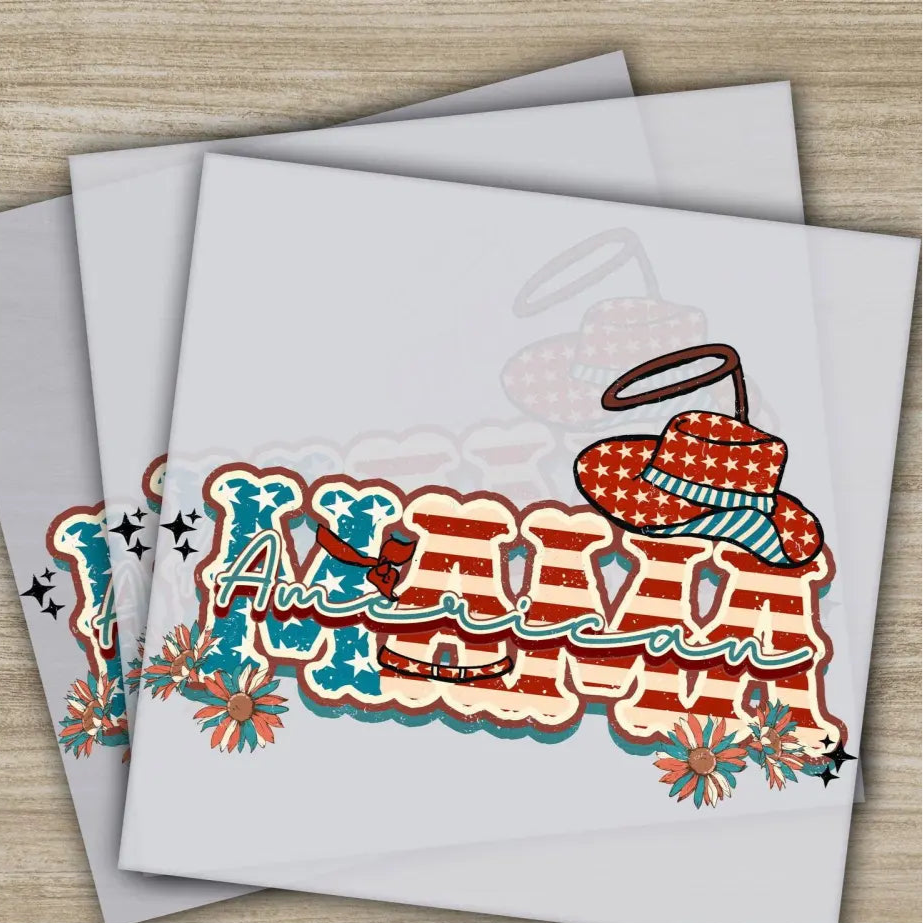 4th of July American Mama Fourth ofJuly Ready to Press Personalized DTF Transfers Heat Press DTF Transfers