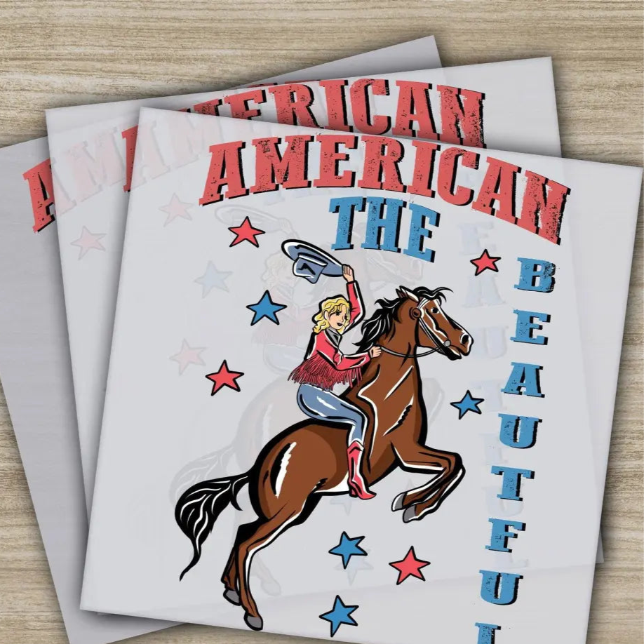 4th of July American The Beautiful Fourth ofJuly Ready to Press Personalized DTF Transfers Heat Press DTF Transfers