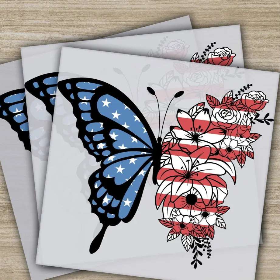 4TH Of July Butterfly America Fourth ofJuly Ready to Press Personalized DTF Transfers Heat Press DTF Transfers