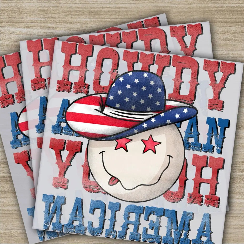 4th of July Howdy American Fourth ofJuly Ready to Press Personalized DTF Transfers Heat Press DTF Transfers