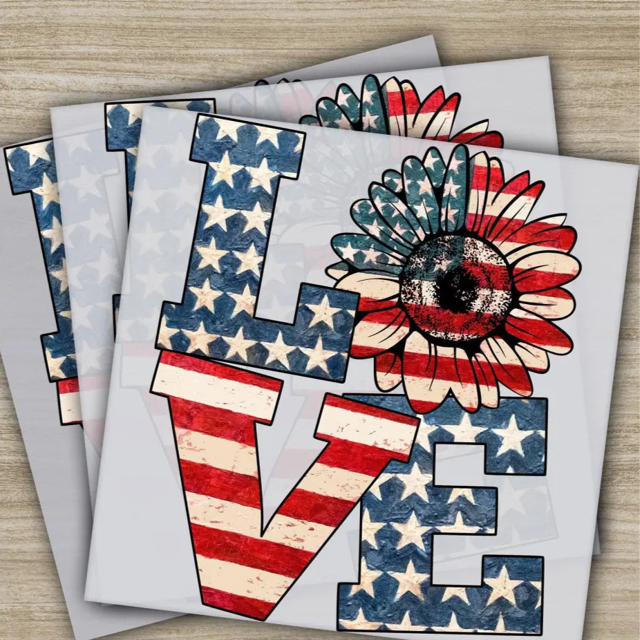 4TH Of July Love America Fourth of July Independence Ready to Press Personalized DTF Transfers Heat Press DTF Transfers