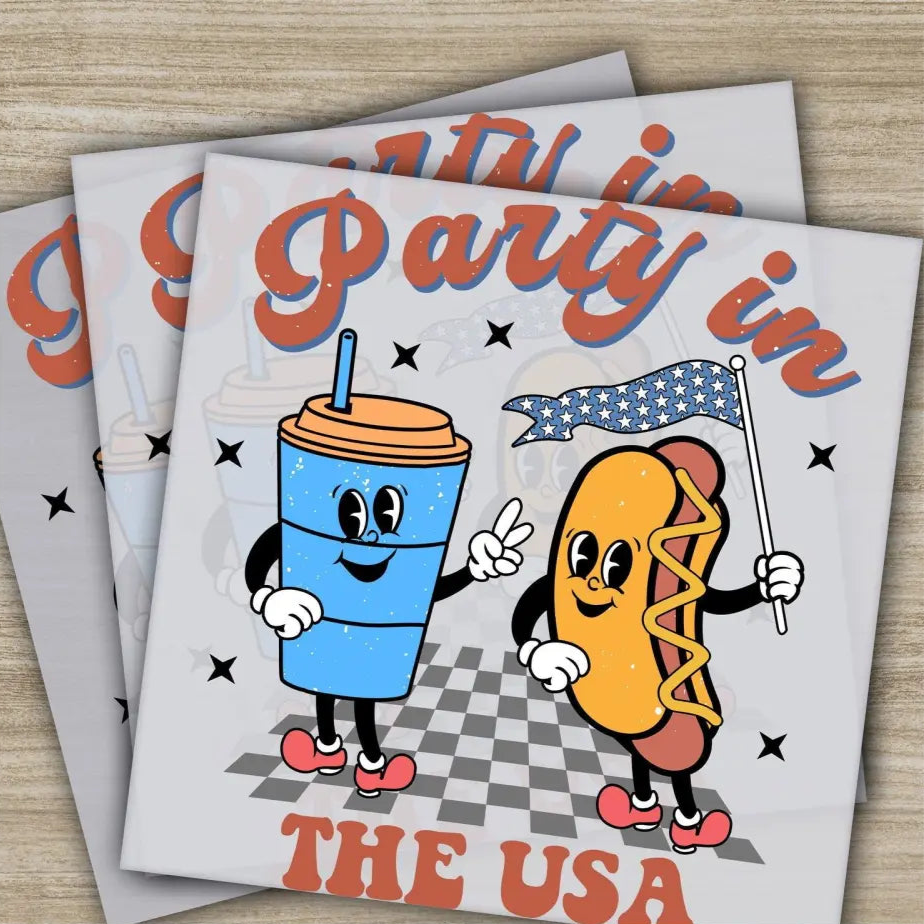 4TH Of July Party in the USA Fourth ofJuly Ready to Press Personalized DTF Transfers Heat Press DTF Transfers