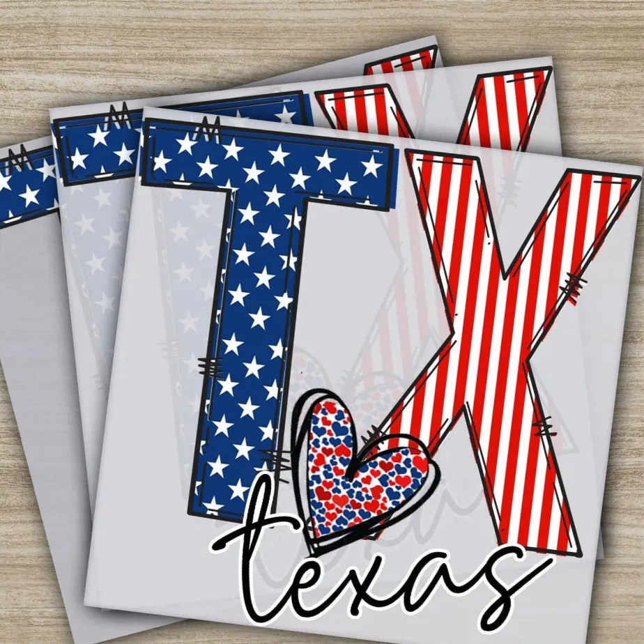 4TH Of July Texas America Fourth of July Independence Ready to Press Personalized DTF Transfers Heat Press DTF Transfers