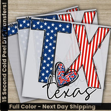 Load image into Gallery viewer, 4TH Of July Texas America Fourth of July Independence Ready to Press Personalized DTF Transfers Heat Press DTF Transfers
