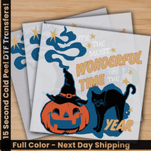 Load image into Gallery viewer, three halloween greeting cards with a cat and a pumpkin
