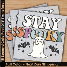 Load image into Gallery viewer, two halloween cards with the words stay spooky on them
