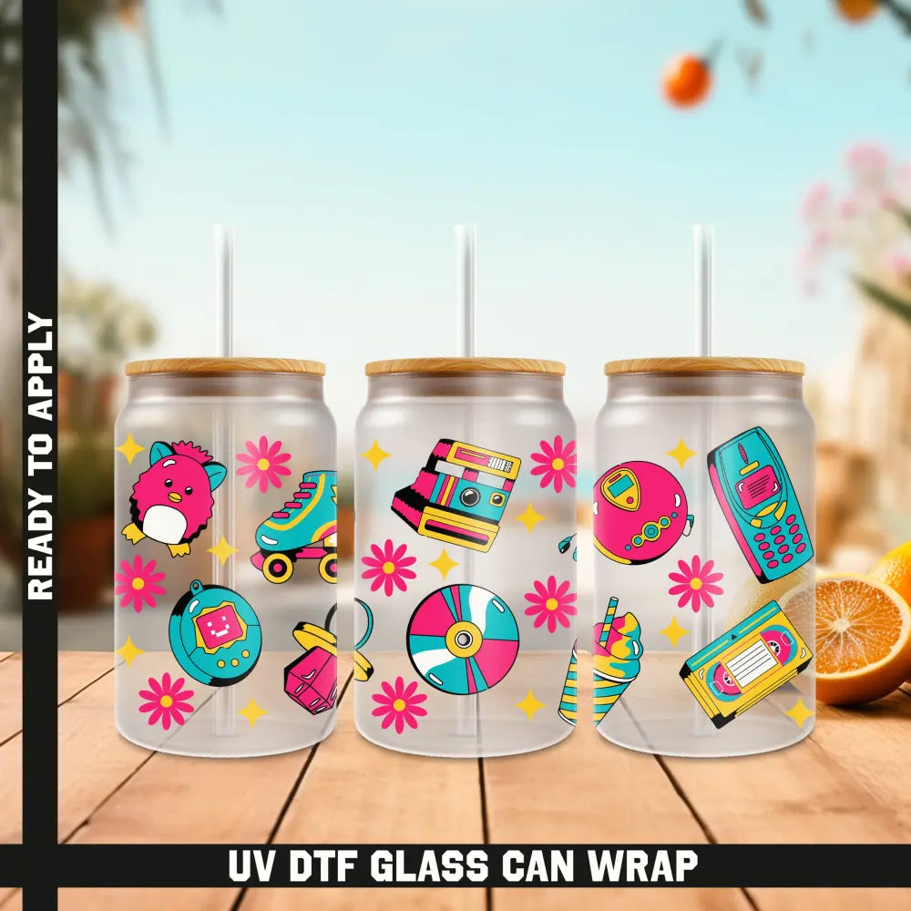 90’s Ready To Apply UV DTF 16oz cup Wrap
