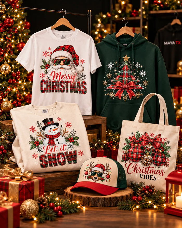 Custom Christmas t-shirts, hoodies and sweatshirts with festive prints