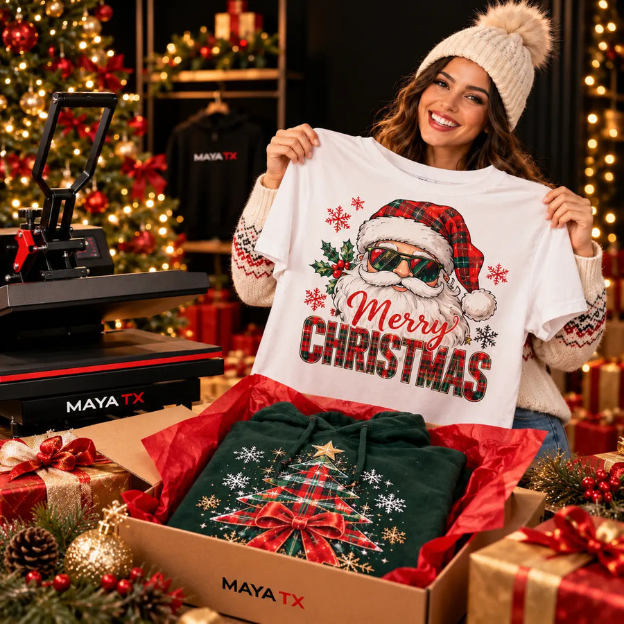 Professional Christmas DTF transfer printing and heat press workstation